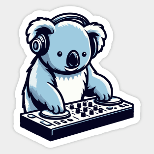 Cute koala bear with headphones and dj mixer, koala lover, kawaii koala bear illustration Sticker